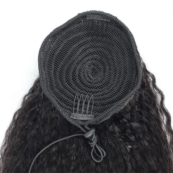 Extension de cheveux humains queue de cheval droite crépue 100%