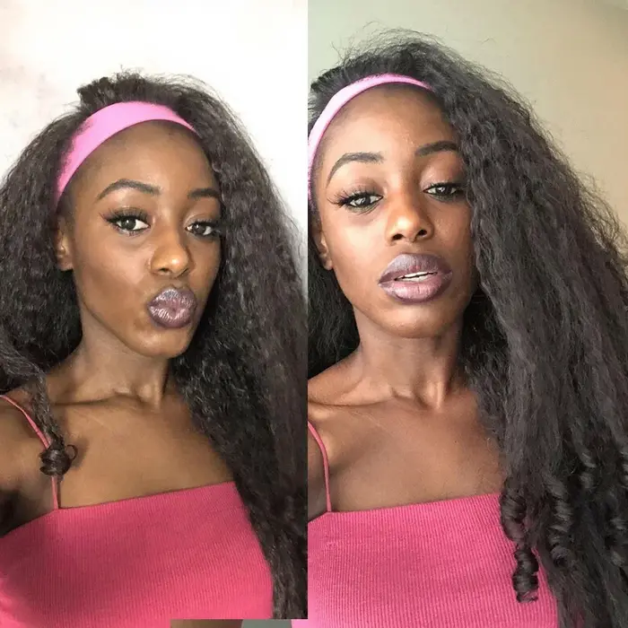 Yaki bandeau Afro bouclés perruques synthétiques crépus droites avec extrémités bouclées sans colle sans laisser Clip