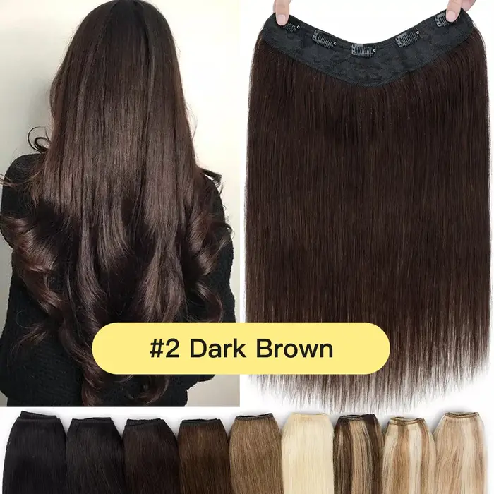 YELO 12 "-26" pince en forme de V dans les Extensions de cheveux vrais