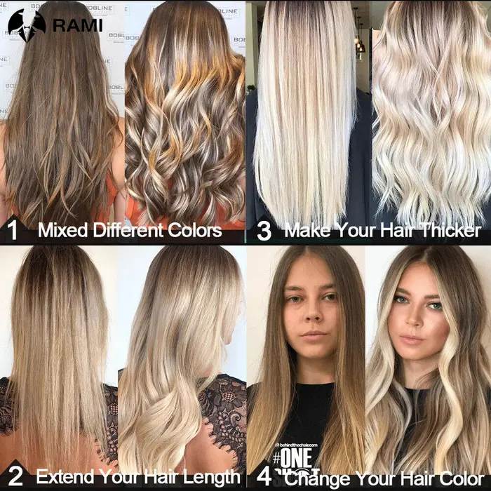 Extensions de cheveux humains à clips