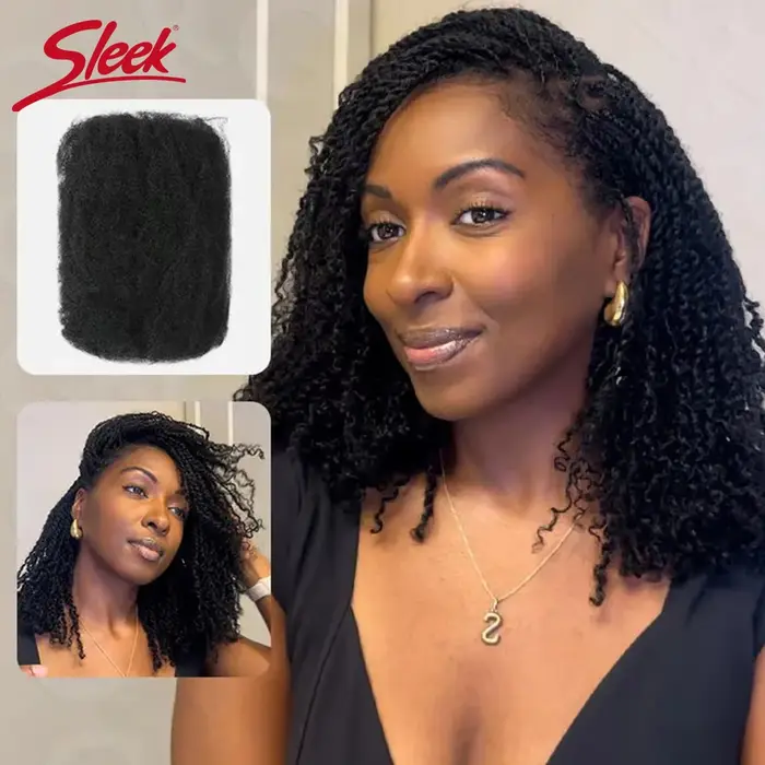 Extensions de cheveux humains Afro crépus en vrac QVR expédition locale américaine noir naturel/marron léger pour tressage style usage quotidien