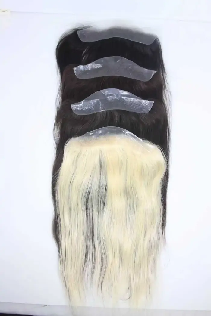 100% cheveux humains pleine Pu femmes délié perruque 13 pouces 2*16 cm noeuds blanchis aspect naturel
