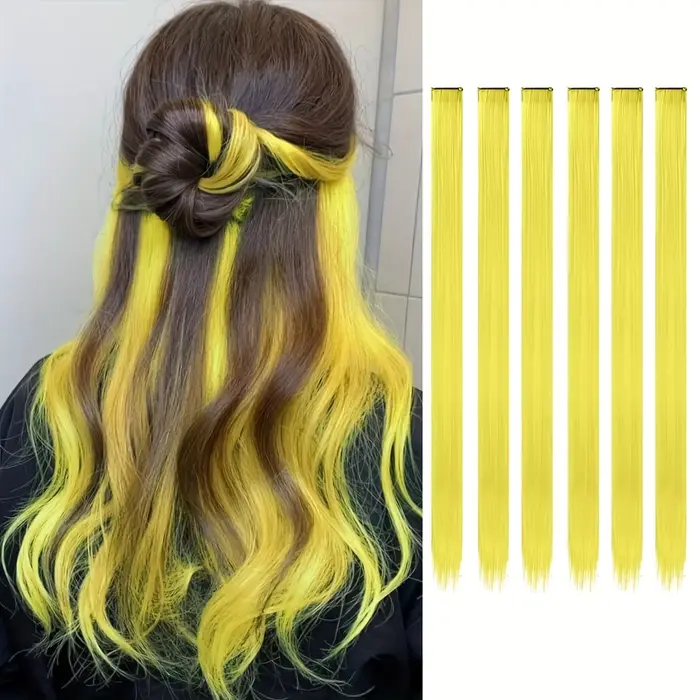 Extensions de cheveux synthétiques longues et lisses