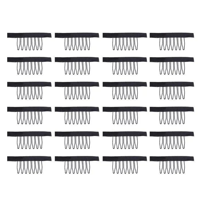24 pcs/lot dentelle perruque Clips acier 7 dents 5 couleurs Polyester tissu Durable perruque peignes