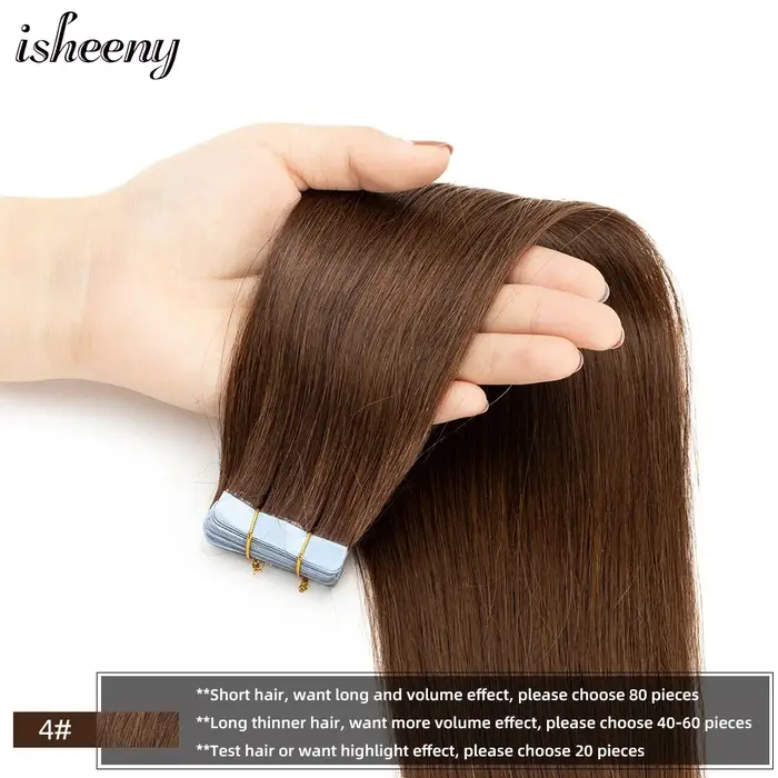 Extensions de cheveux naturels Isheeny à bandes adhésives