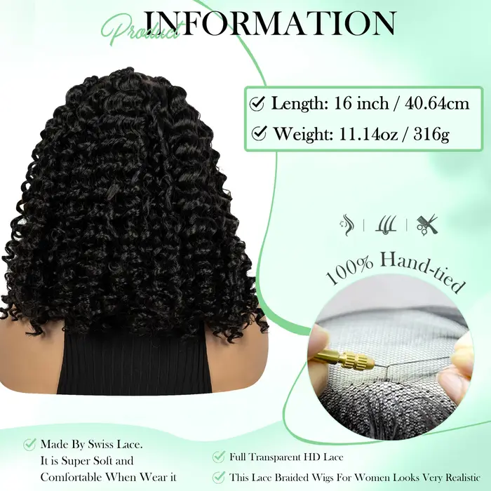 KIMA nouveau Style perruque tressée avec vague d'eau 13x6 dentelle Cornrow