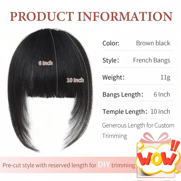 Frange française à clipser 100% cheveux humains naturels