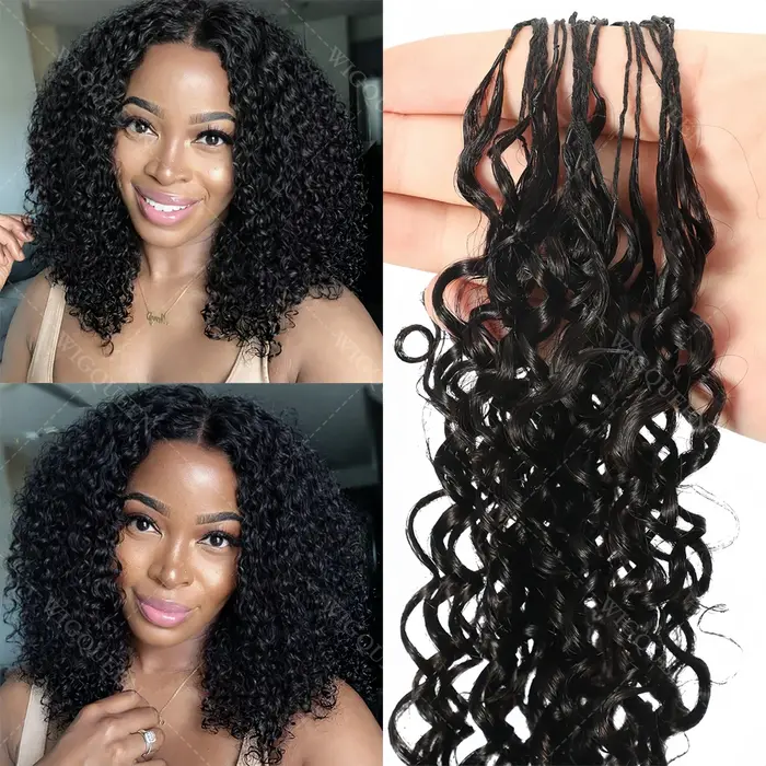 Plume Crochet cheveux humains 4/27 mettre en évidence Pixie Curl Extensions