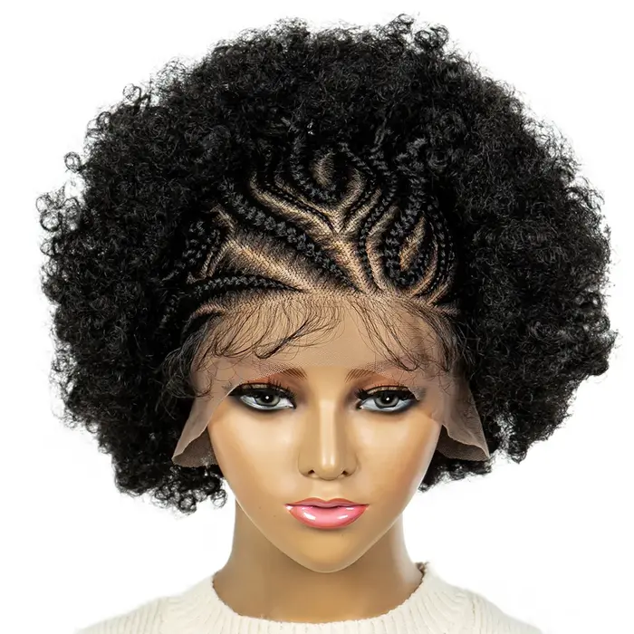 Perruque Afro crépue bouclée, perruques tressées courtes de 6 pouces pour femmes noires, perruques s