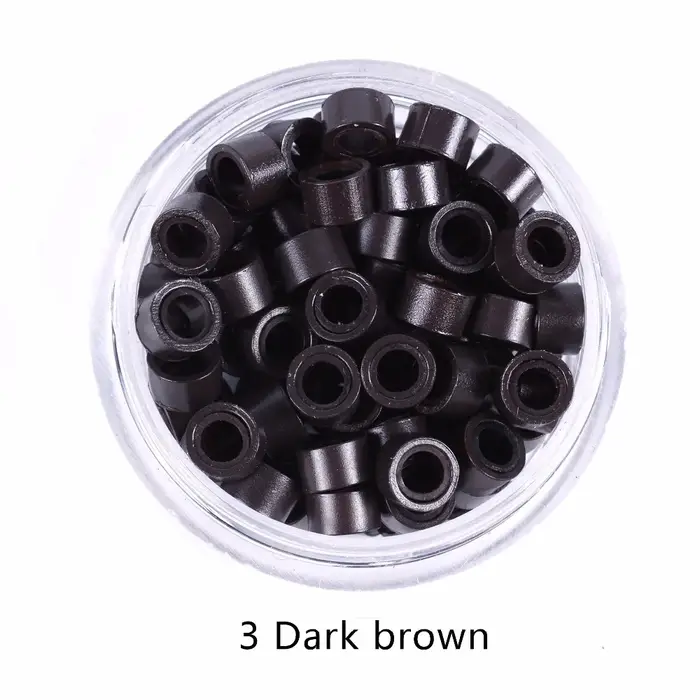 100 pièces 5.0*3.0*3.0mm Micro anneaux/liens/perles doublés de Silicone MICRO anneau lien sertissage