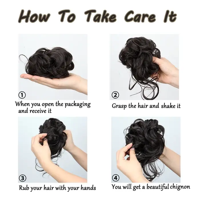 Chignon synthétique élégant bouclé en caoutchouc élastique