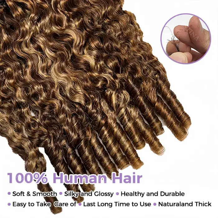 Cheveux humains bouclés birmanes en vrac pour tresses, avec pointes bouclées en spirale, blond P4/27