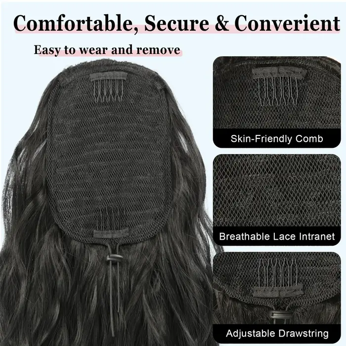 Extension de cheveux queue de cheval ondulée longue bouclée pour femmes cordon