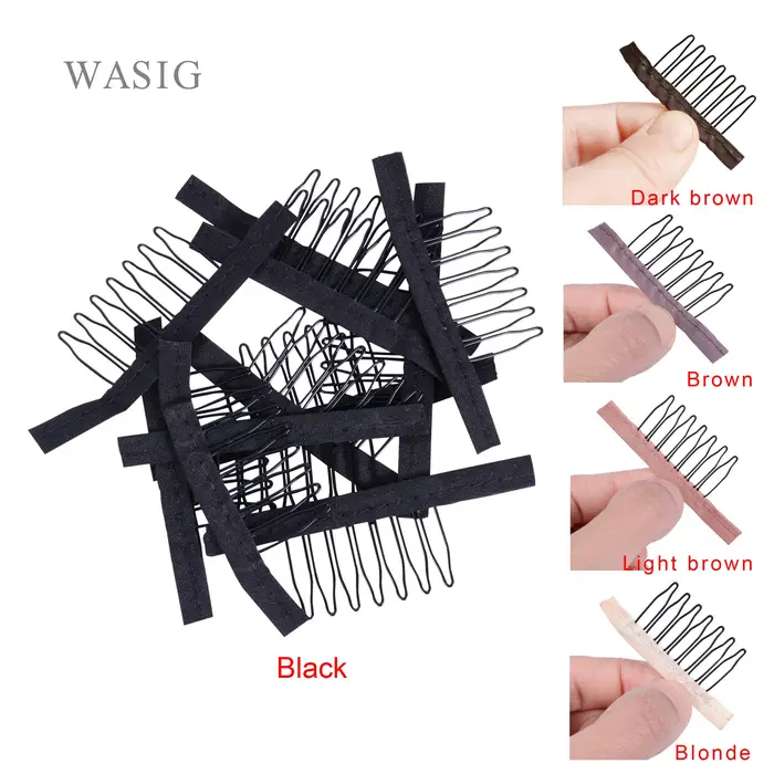 Clips pour perruque en dentelle, 5 couleurs, 30 pièces/lot, dents en acier, tissu Polyester Durable,