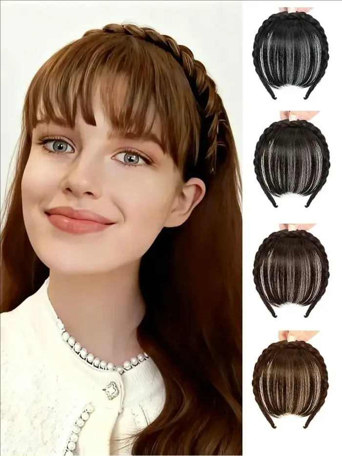 Bandeau à franges en cheveux synthétiques pour femme