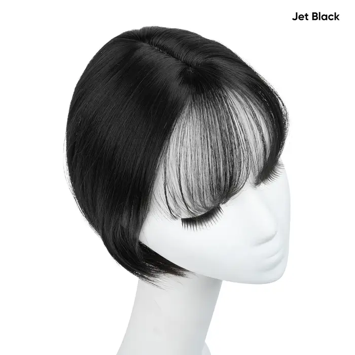Topper à clipser synthétique avec frange, perruque droite, couvre-chef naturel, couverture de rempla