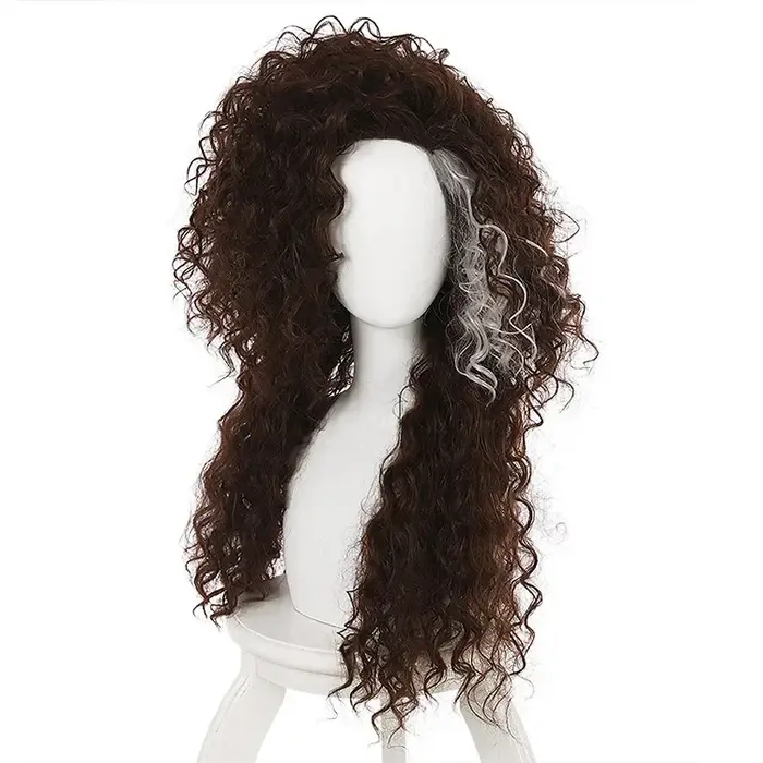 Personnage du Film Bellatrix Lestrange Disfraz longue perruque ondulée mixte marron