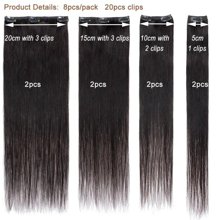 Extensions de Cheveux Naturels Lisses à réinitialisation pour Femme