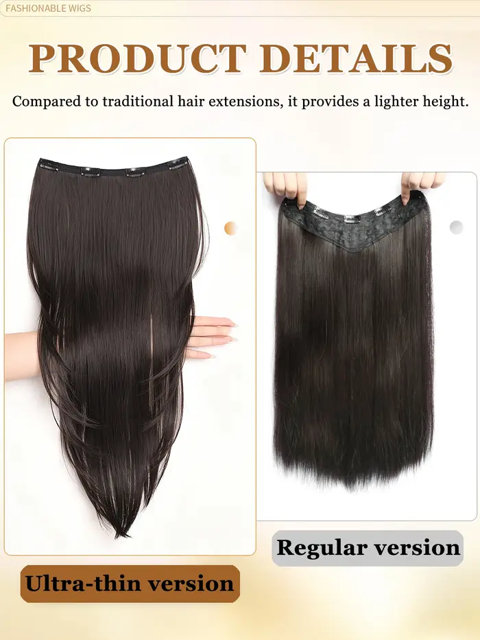 Extensions de cheveux synthétiques AOSIQUEEN à boucles intérieures, ultra-fines et invisibles, pour femmes, en une seule pièce, longues et droites