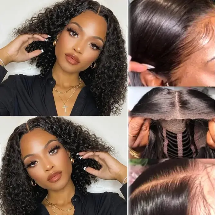Wear And Go perruque ondulée ISEE cheveux sans colle Bob perruque dentelle avant perruques de cheveu