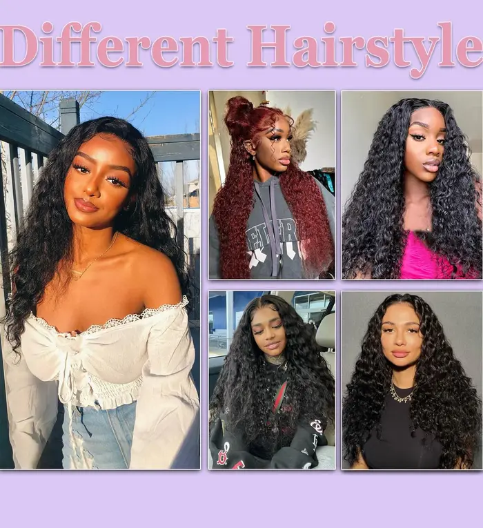 7x6 vague profonde cheveux humains pré plumé bouclés couleur noire naturelle perruques sans colle pe