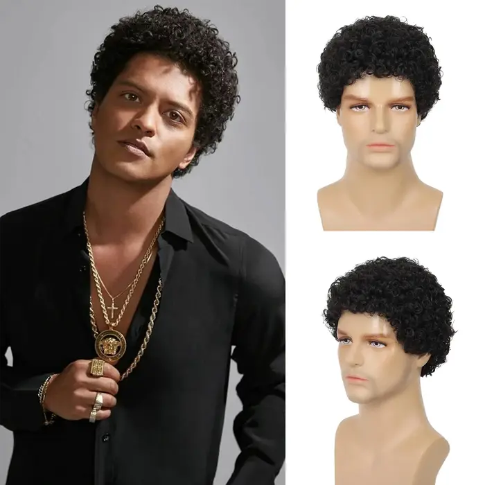 Tereshar synthétique hommes bouclés Afro perruques courte perruque bouclée pour homme gars Rocker