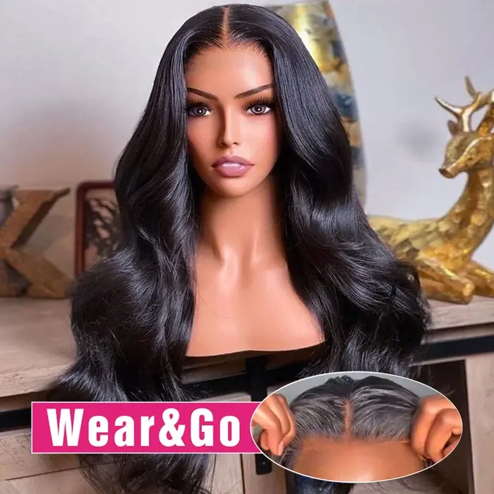 Perruque de Cheveux Humains Ondulés Pré-Customisés, Fermeture Transparente, Prêt à vitation et Go, s