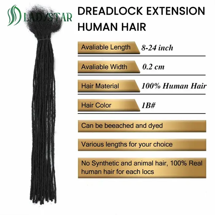 0.2 cm Microlocs 100% Extensions de cheveux humains Dreadlock pour hommes femmes enfants