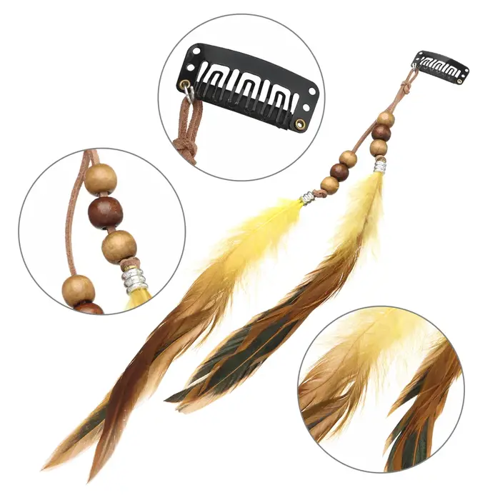 Pince à Cheveux en Plumes Colorées pour Femme