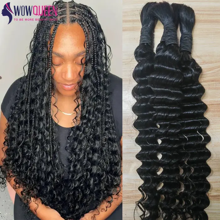 Deep Wave Cheveux Humain En Vrac Pour Tissage Bouclé Cheveux Humain Tresse Meches Boho Brésilien 100
