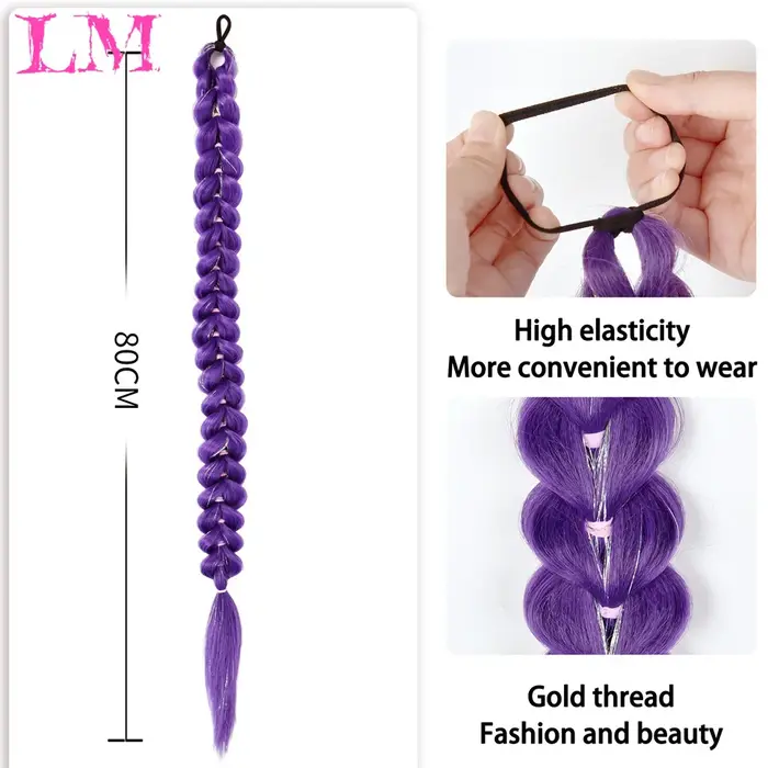 Extensions de cheveux synthétiques LM de 32 pouces, longues, violettes, pour tresses, cheveux de tre