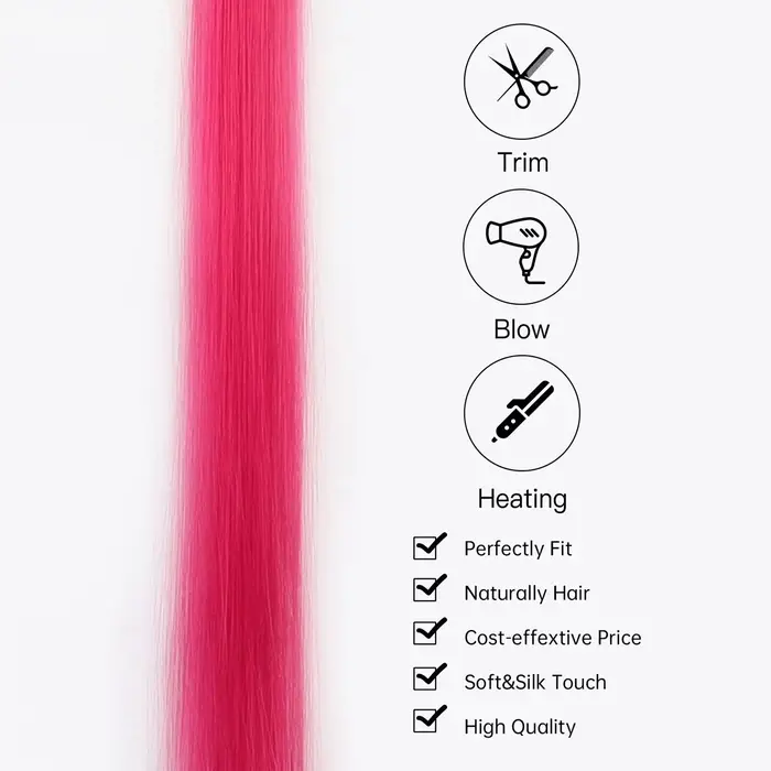 Extensions de cheveux synthétiques colorées à clips