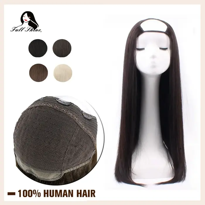 Perruque de cheveux humains Remy lisses