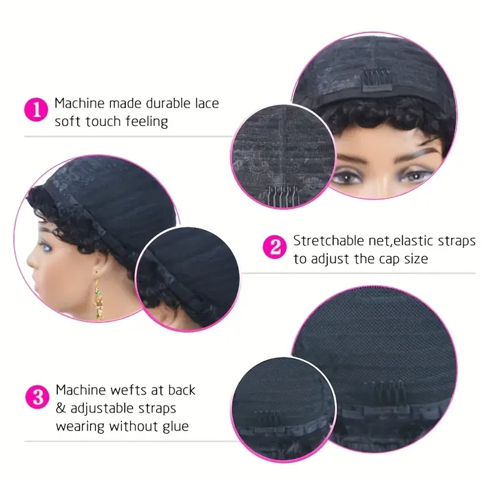 99J court couches Pixie bouclés perruques cheveux humains rouge foncé Chic Pixie coupe perruque de c