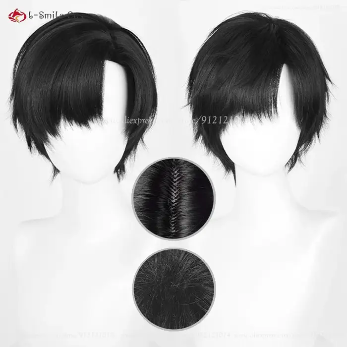 2 Styles Anime Ivan Cosplay perruque hommes 30 cm court noir Ivan Cosplay cheveux résistant à la chaleur cheveux synthétiques en STOCK + bonnet de perruque gratuit