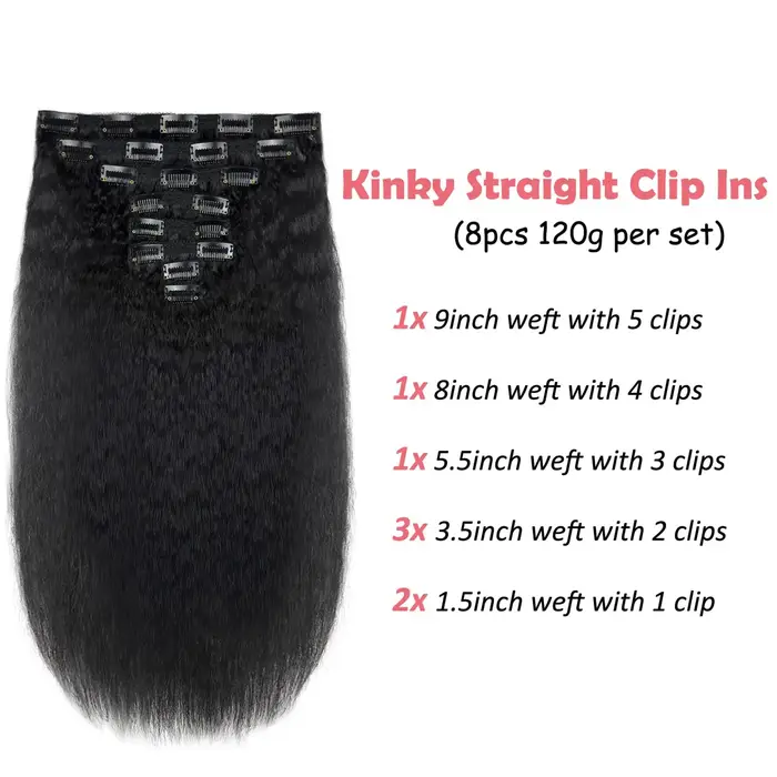 Extensions de cheveux à clipser de 18 pouces