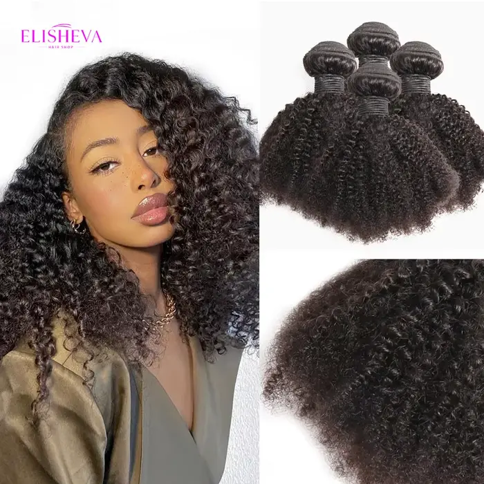 ELISHEVA Lot de 1/3/4 mèches de cheveux humains indiens bruts