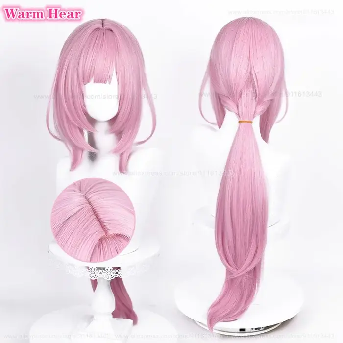 4 Styles Elysia jeu de cheveux synthétiques 80 cm/120 cm de Long rose Cosplay perruques avec oreille