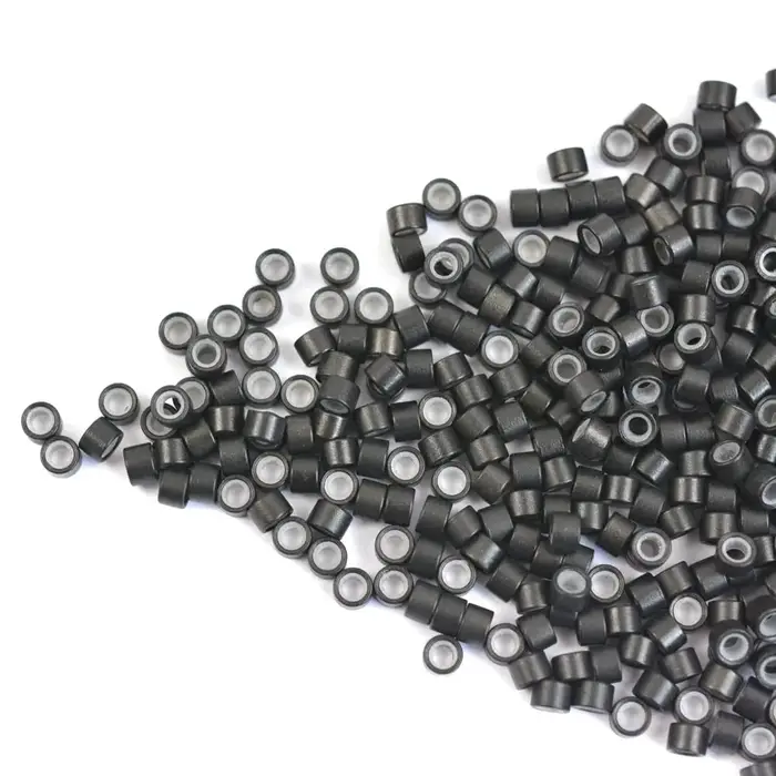 500 pièces 4.0x2.0x3.0mm anneaux d'extension de cheveux doublés de Silicone Micro maillons