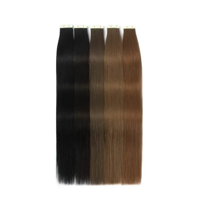 Extensions de cheveux synthétiques blondes à bandes adhésives, extensions de cheveux à bandes adhésives sans couture, 4x0,8 cm, bandes adhésives en PU, 20 pièces