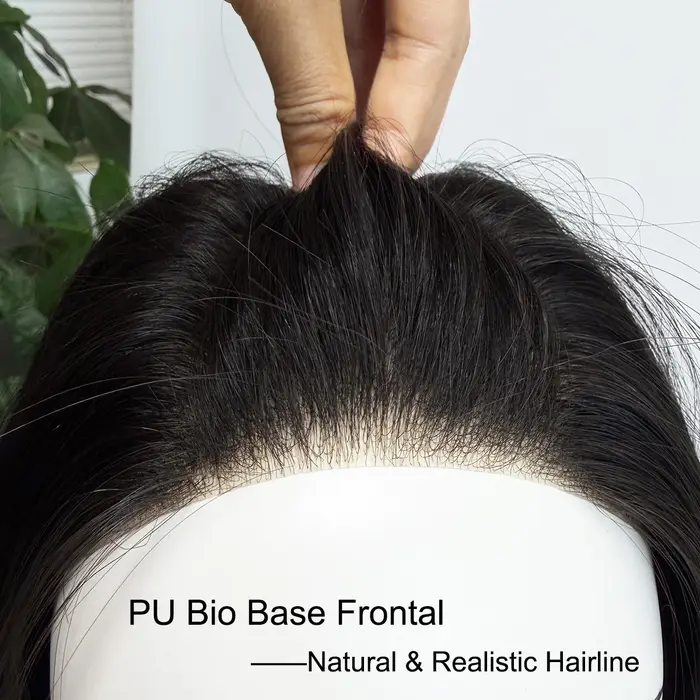 Perruque en cheveux humains lisses de 20 pouces de long, base en soie 10x12cm, perruque en cheveux humains vierges avec base frontale en PU Bio, prête à porter