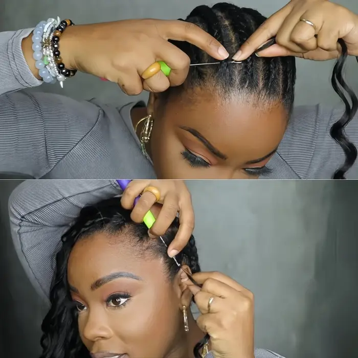 Extensions de cheveux humains en crochet Body Wave pré-séparées, sans nœuds, avec fil invisible, noi