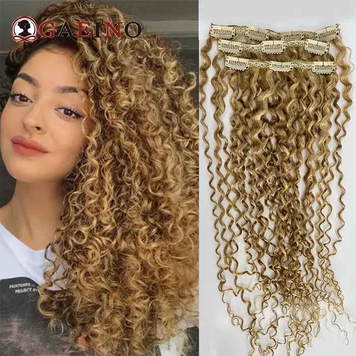 Extensions de cheveux humains crépus bouclés à clips