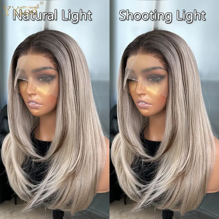 Perruque Lace Front Wig synthétique ondulée avec reflets ombrés
