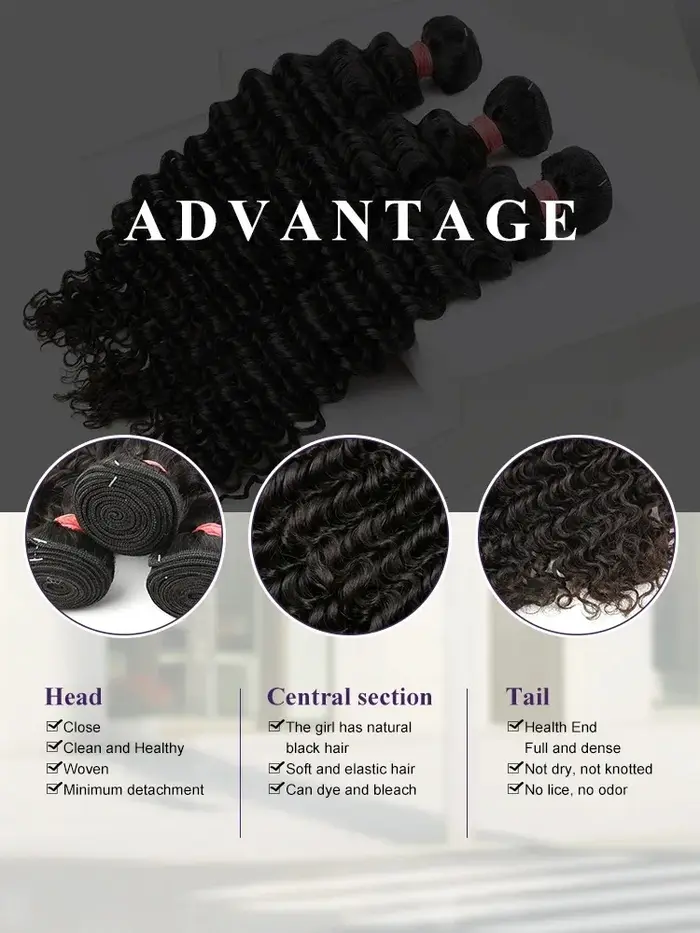 Lots de Cheveux Humains Ondulés Profonds (Loose Deep Wave) de 32, 36, 40 Pouces, Cheveux Brésiliens 