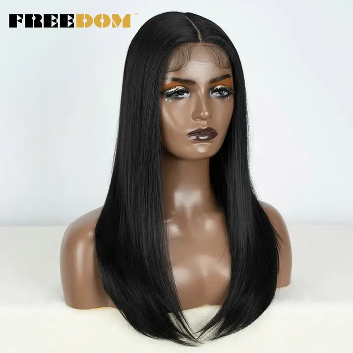 FREEDOM cheveux synthétiques avant de lacet perruques pour les femmes noires droite Bob perruques 22
