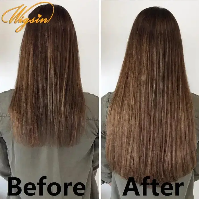 WIGSIN 6 pièces/ensemble synthétique 24 pouces longue Extension de cheveux raides postiche soyeuse p
