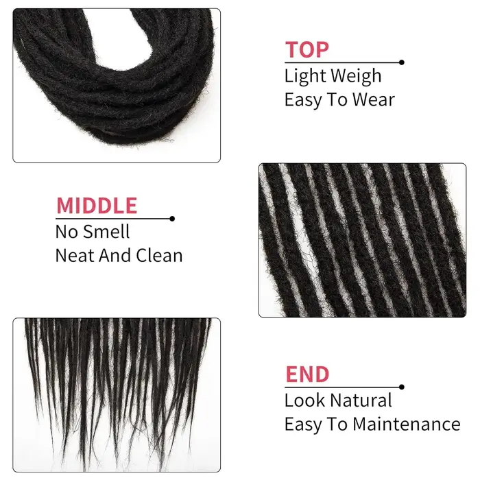 24 "Extensions de dreadlocks Crochet cheveux pour femmes 10 brins tresses