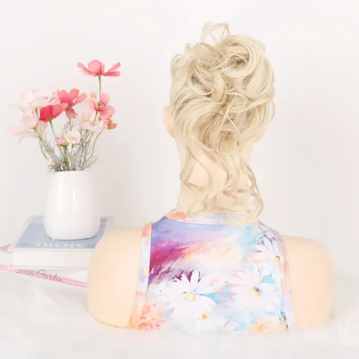Extension de Chignon synthétique bouclé et désordre pour femmes