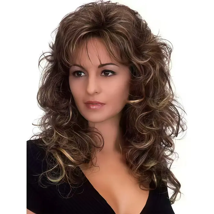 Perruque synthétique bouclée naturelle et volumineuse de 20 pouces pour femme